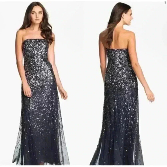 NWT Adrianna Papell Beaded‎ Maxi Gown Dress size 4